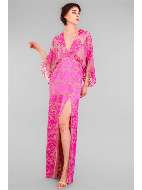 Abito devore' in viscosa e seta D'Andrea collection | 25191FUXIA